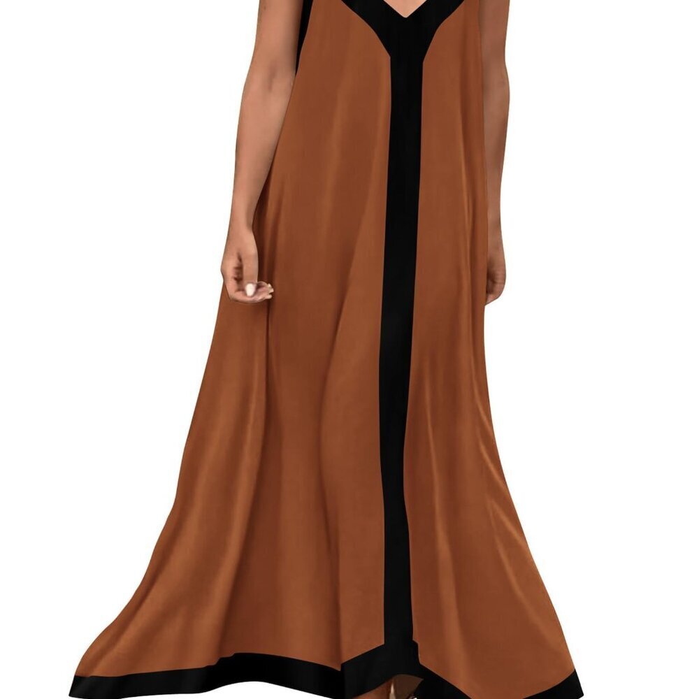 Maxi Sundress V Neck Spaghetti Strap Flowy Elegant Party Beach Vacation - Picture 1 of 8